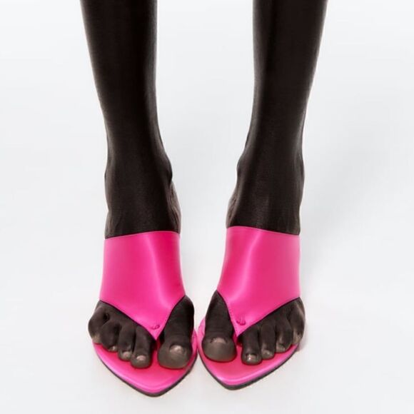 NWT Zara Satin Effect High Heel Sandals - Picture 2 of 12